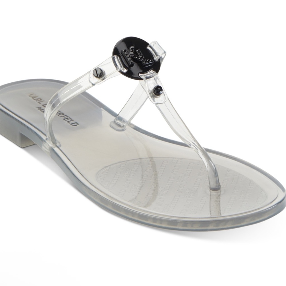 Karl Lagerfeld Transparent Jelly Thong Sandal with Black Logo